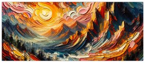 Kép - Hegyek, melyeket napfény ölel (120x50 cm)
