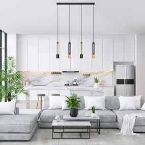 LED Csillár zsinóron BARS 4xGU10/4,8W/230V fekete/arany