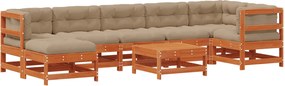 vidaXL Kerti lounge szett 8 pcs Viaszbarna Tömör fenyő