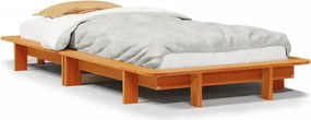 vidaXL viaszbarna tömör fenyőfa ágy matrac nélkül 90 x 200 cm