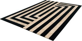 Fekete-bézs gyapjú szőnyeg 200x300 cm Agnus Art Deco II – Agnella