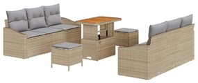 vidaXL Kerti Kanapé Szett párnával 9 pcs Beige és Világosszürke