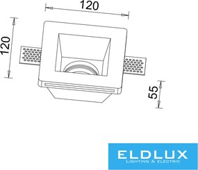 UNIVERSO Gipsz süllyesztett spot lámpatest 1xGU10 125x125x55mm IP20 fehér