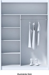 Tolóajtós szekrény, fekete/craft tölgy, 150x215 cm, LADDER