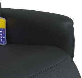 fekete műbőr dönthető masszázsfotel lábtartóval