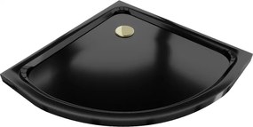 Mexen Flat félköríves slim zuhanytálca 70 x 70 cm, fekete, arany szifon - 41707070G
