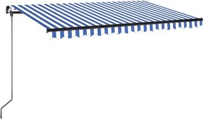 Kék és fehér kézzel kihúzható napellenző 400 x 350 cm