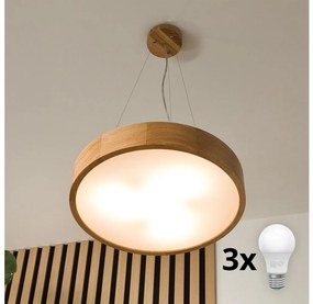 Brilagi - CARVALHO LED csillár 3xE27/60W/230V, tölgy, átm. 47,5 cm