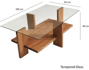 Kávésasztal BABYLON 40x105 cm barna/átlátszó