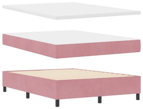 Boxspring Ágy Matrac Szett Rózsaszín 160x200 cm Bársony