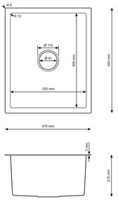 Erga HD, 1 kamrás acél mosogató 370x450x210 mm, grafit, ERG-MLS-HD3745B