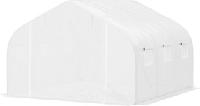 Outsunny Kültéri Alagútníház 445x300x205 cm 6 Ablakkal és 140 gsm PE Polietilén Borítással Növényekhez, Virágokhoz, Zöldségekhez White Teraszon | Aoso