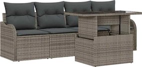 vidaXL Kerti Kanapé Szett párnával 5 pcs Szürke Poli rattan