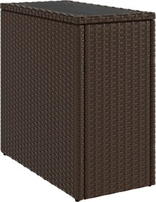 vidaXL barna polyrattan kerti kisasztal üveg lappal 58 x 27,5 x 55 cm