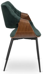 Elegáns Bársony Étkezőszék Zöld/Dió Színben. DAKOTA