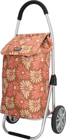 Barna virágos prémium bevásárlókocsi kerekeken "Aluman"