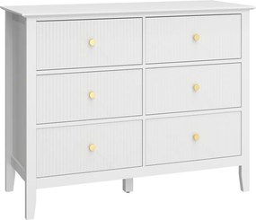 HOMCOM Fiókos komód, tálalószekrény 6 fiókossal, modern, 100 x 40 x 78 cm, fehér