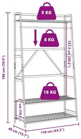 bambusz ruhaállvány polcokkal 110x40x180 cm