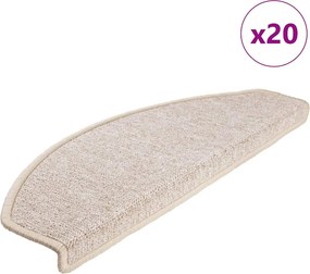 vidaXL 20 db lépcsőszőnyeg 65 x 24 x 4 cm bézs félkör alakú, nagy
