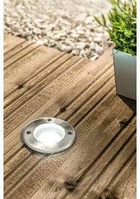 Lámpa Kerti lámpatest ALFA-O, kör, GU10 (max. 50W), IP67,  AC220-240V, 50/60Hz, (13x11cm), inox