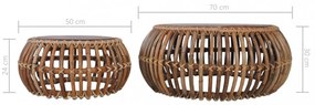 2 db természetes rattan dohányzóasztal