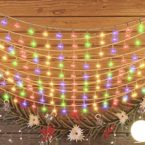 gömb alakú 8 funkciós színes tündérfényfüzér 200 LED-del 20 m