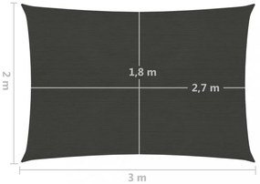 antracitszürke HDPE napvitorla 160 g/m² 2 x 3 m