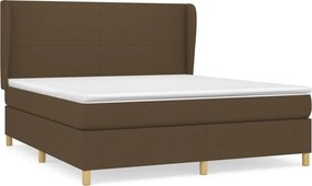 vidaXL sötétbarna szövet rugós ágy matraccal 180 x 200 cm