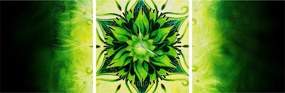 Kép - Virág mandala zöld háttérrel (órával) (90x30 cm)