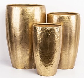 Kaspó 3 db-os szett, arany fém 97149 62x39.5x39.5 54.5x34x34 46.5x28.5x28.5cm