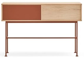 Yoko téglavörös konzolasztal tölgyfa dekorral - Teulat