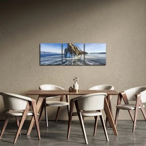 Jeges sziklák képe (órával) (90x30 cm)