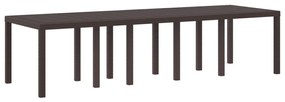 11 Részes Kerti Étkező Szett Párnákkal Barna Polirattan, Kerti Asztal Barna 150x100x73 cm Polirattan, Kerti Székek Párnákkal 2 db Barna Polirattan, Kerti Székek Párnákkal 4 db Barna Polirattan