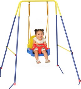 AIYAPLAY 3 az 1-ben állítható gyerekhinta háttámlával és biztonsági övvel — 9 hónapos kortól 8 éves korig, beltéri és kültéri, kék | Aosom