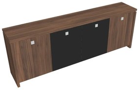 Verno alacsony szekrény 248 x 46 x 90 cm, kombinált ajtó, dió / fekete