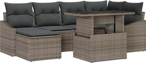 vidaXL Kerti Kanapé Szett 7 pcs Szürke Poli rattan és porbevonatú acél