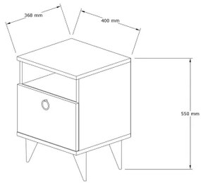 Éjjeliszekrény BARLO 50x40 cm fehér