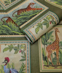 Holden Decor Wanderlust Menagerie zöld állatos vlies tapéta – 92011