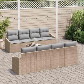 Kerti Kanapé Szett 9 pcs Beige és Világosszürke 55 x 55 x 37 cm