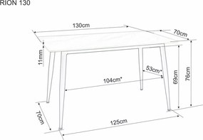Étkezőasztal RION 130x70 cm kerámia lappal, fekete márvány