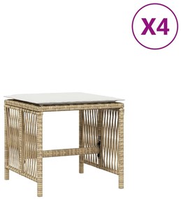 4 db bézs polyrattan kerti szék párnával 41 x 41 x 36 cm