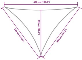 tópszínű háromszögű oxford-szövet napvitorla 3,5 x 3,5 x 4,9 m