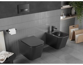 Mexen Teo fali WC Perem nĂ©lkĂŒli WC vĂ©kony ĂŒlĆkĂ©vel hĆre kemĂ©nyedĆ, matt fekete - 30850685
