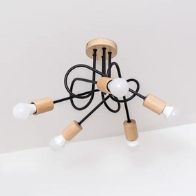 Felületre szerelhető csillár OXFORD 5xE27/15W/230V fenyő/fekete