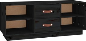 vidaXL fekete tömör fenyőfa TV-szekrény 100x34x40 cm