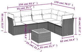 7 részes fekete polyrattan kerti ülőgarnitúra párnával