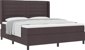 vidaXL Boxrugós ágy matracmal sötétbarna 180 x 200 cm szövet