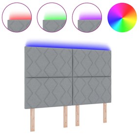 LED Fejtámla Gyémánt Blokk Mintázattal Világosszürke 144 cm Szövet