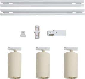 Modern railsysteem met 3 spots wit met beige 1-fase GU10 70mm - Iconic Jeana Luxe