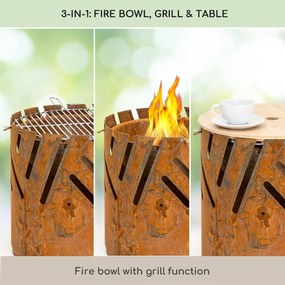 Blumfeldt Crown, 3 az 1-ben tűzrakóhely, Ø 46 cm, víz- és fagyálló, grilllap, grillrács, bambuszlap